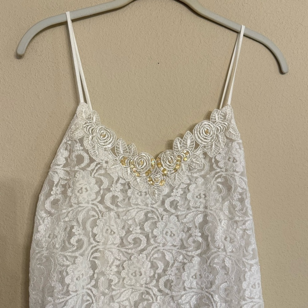 Vintage Cinema Etoile Lace Camisole Beaded Sheer Lingerie Size S - Picture 5 of 15